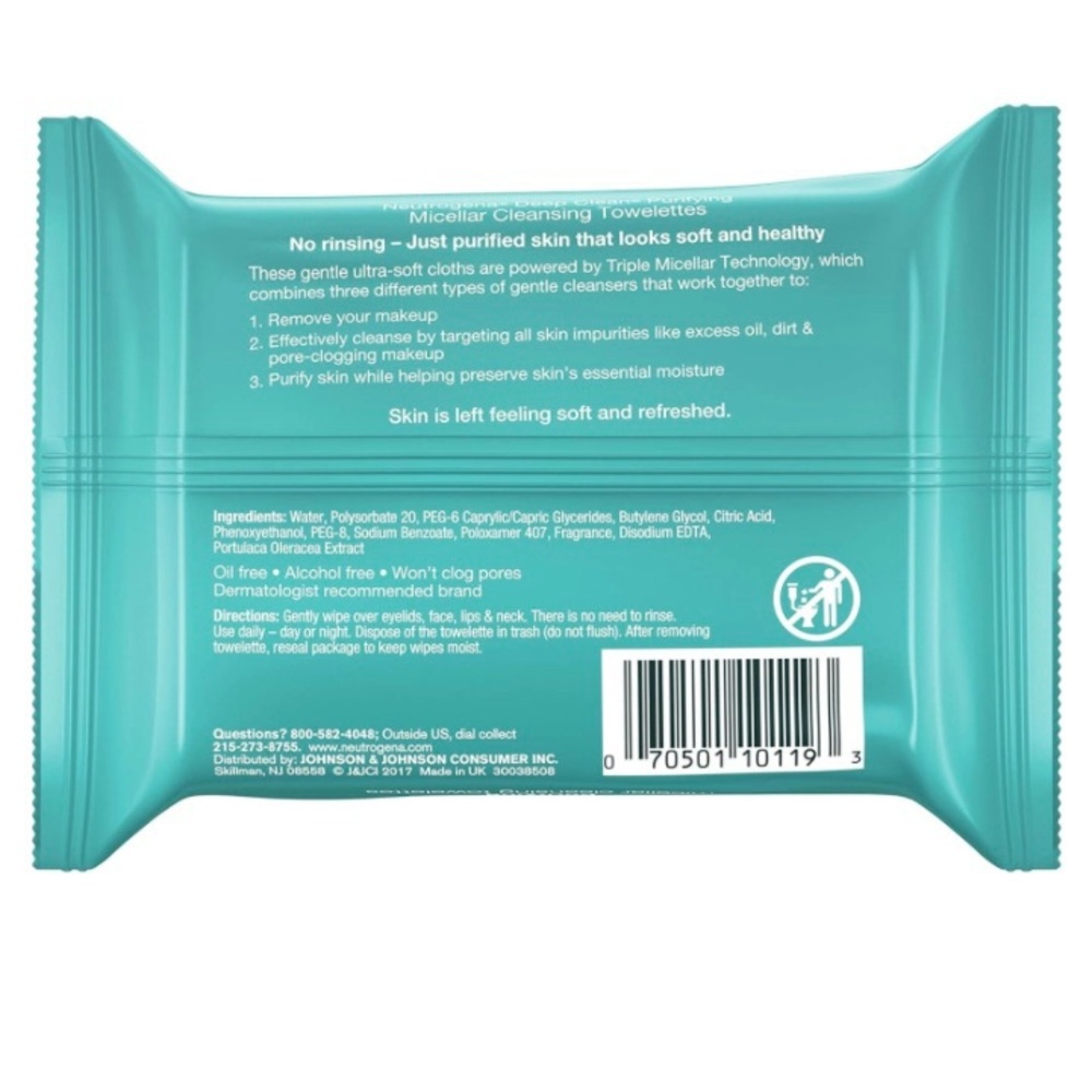 Neutrogena Deep Clean Purifying Micellar Cleansing Towelettes 25 towelettes - Picture 3 of 3